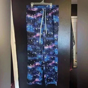 Woman’s Briefly Stated Size Large Outer Space Moon Galaxy Pajama Sleep Lounge